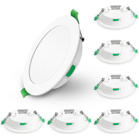 Lot de 6 spots LED encastrables ultra-minces 7 W à intensité variable, diamètre de découpe 67-75 mm, blanc, IP44CE (1/4)
