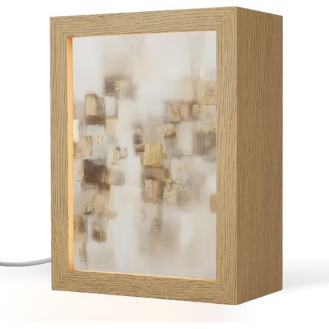 LÁMPARA DE MESA Cuadrados abstractos - Tonos tierra - Misty 15x20 cm