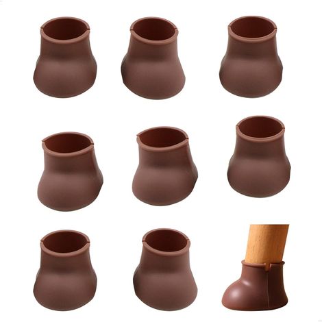8 braune Silikon-Stuhlbeingleiter Ø30 mm – Gummistiefelform (1/5)