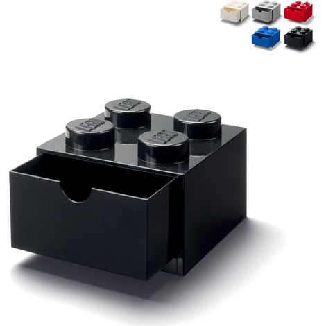 Lego®-Bausteinbehälter mit vier Schubladen, schwarz (1/3)