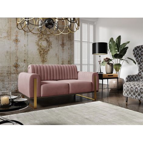 Sofa Designersofa VALERIE 2-Sitzer in Stoff Elisa Velvet Altrosa (1/5)