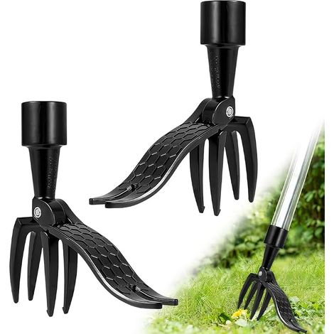 Lot de 2 Désherbeur Manuel, la tête de désherbage Pince de Jardinage Manuelle Extracteur de Mauvaises Herbes en Alliage D'aluminium tête à 4 Griffes Outils de Jardinage pour Jardin et Pelouse (1/5)