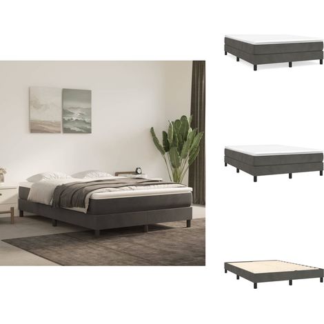 Boxspringbett mit Matratze Dunkelgrau 140x200 cm Samt - Samtbett - Boxspringbett - Doppelbett - Bettenrahmen - Matratze (1/5)