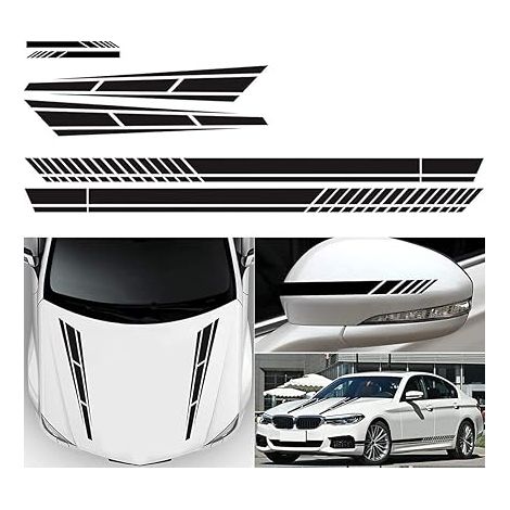 6X Autoaufkleber, Streifenseitenaufkleber, Vinyl-Aufkleber, Autoseiten-Grafikaufkleber, verwendet für die Autodekorationsabdeckung