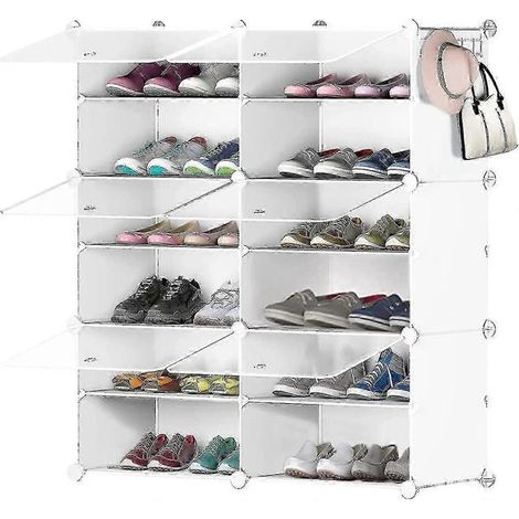 Meuble Chaussures, Rangement Chaussures Jusqu' 24 Paires, 2 X 6 Tagres Armoire De Meuble Chaussure Blanc, Meuble Chaussure Tanche La Poussire Pour C (1/5)