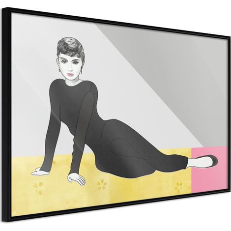 Affiche Murale Encadrée "Elegant Audrey" 45 x 30 cm Noir