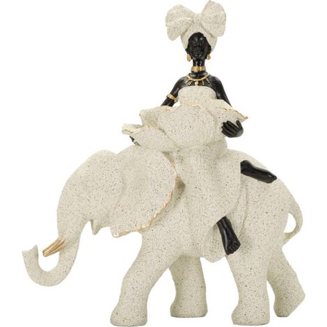 Sculpture femme sur éléphant en résine, 50x16x34 cm (1/5)