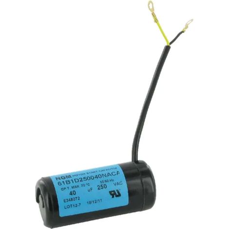 Condensateur de démarrage universel avec câble 2 fils 40µF 250V Ø37mm longueur 82mm Permanent Moteur Appareils Electriques Ménagers Connecteur