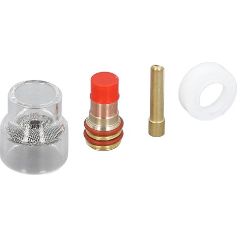 Kit 6 Pièces pour Chalumeau TIG : Verre Pyrex, Corps de Pince 2,4 mm, Joint Caoutchouc, Bague Céramique pour Torches 17/18/26 (1/5)
