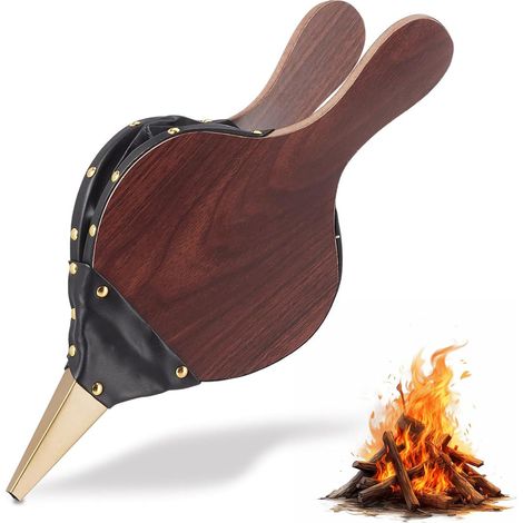 Soufflet de Cheminée en Bois, Souffleur de Cheminée Manuel, Soufflet en Bois, Souffleur d'Air en Bois, Soufflet Cheminée et Barbecue Bois, Soufflet à Main, pour Cheminée, Barbecue, Camping Plein Air (1/5)