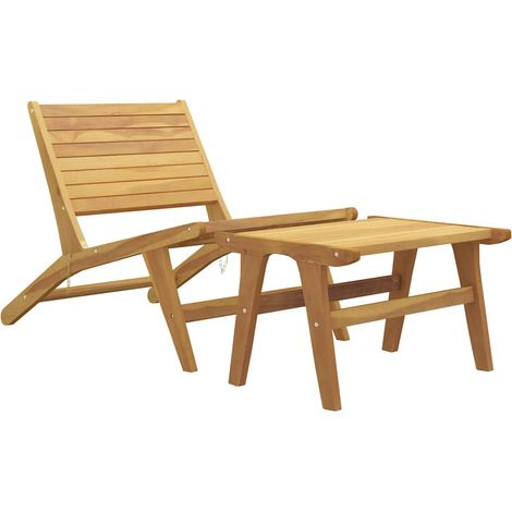Sedia da Giardino  Sedute da esterno con Poggiapiedi in Legno Massello di Teak (1/4)