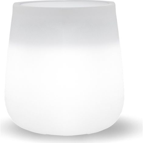 Moovere – Jardinière ronde CAMELIA 40 avec lumière LED RGB – Chargement solaire et batterie rechargeable – Résistante aux UV – Ø33,5 cm, 5,5 L
