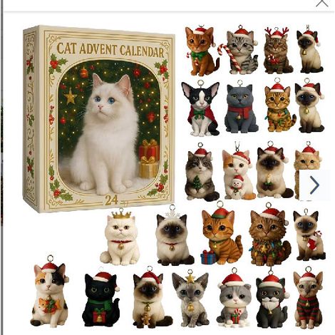 Calendrier de l'Avent pour chatons, compte à rebours de 24 jours, 2D décorations à suspendre sur le thème des chatons, décoration intérieure, Noël (1/5)