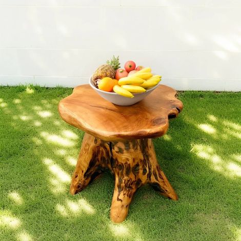 Table basse design 120x60x45 cm pin massif forme organique style naturel salon (1/5)