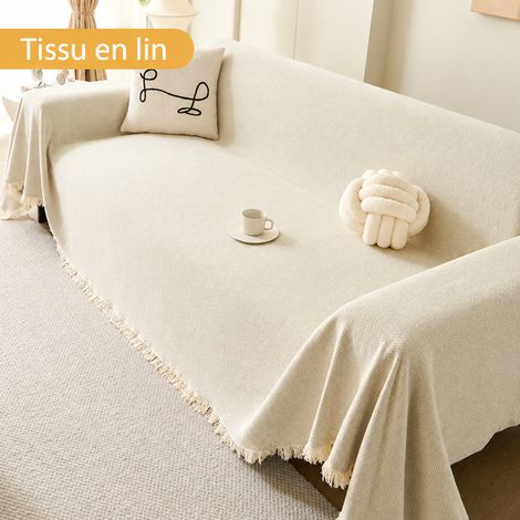 Housse de Canapé Chenille Motif Chevrons Blanc Cassé 90 x 180 cm Plaid Protection Anti-Griffes 30 × 24 × 1,5 cm 585 g – Livraison gratuite