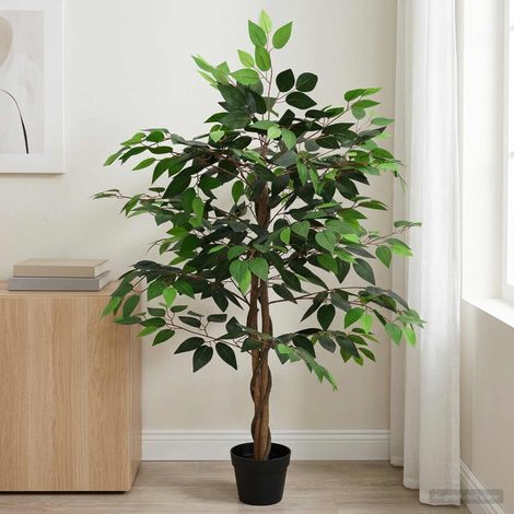vidaXL Pianta Ficus Artificiale Verde 90 x 16 x 110 cm Tessuto e Legno (1/5)