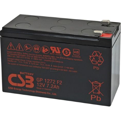 Batteria Sai UPS 12v 7.2 Ah Sigillata CSB GP1272, consigliata per SAIS Lapara, oltre 260 cicli di carica