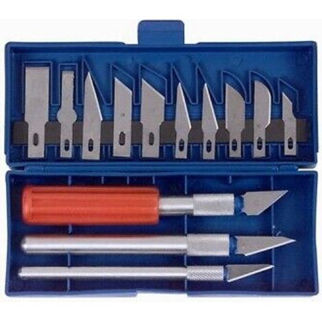 Kit Coltelli For Balsa 16 Pezzi Lame Di Acciaio Taglia Balza Modellismo