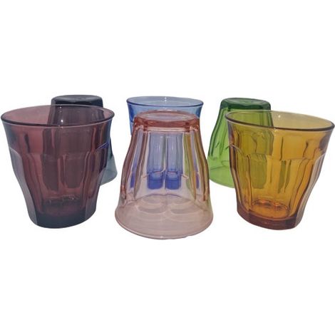 Duralex – Gobelet en verre à eau 25 cl – Lot de 6 – Multi-teinte (Prune/Rose/Marine/Gris/Vermeil/Vert) – Pour usage professionnel