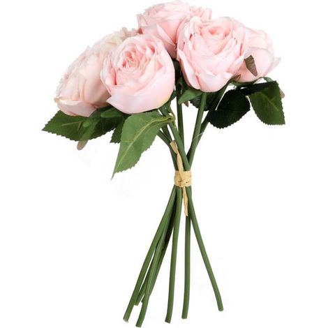 Bouquet di 9 rose artificiali 28 cm - alta qualità - rosa (1/3)