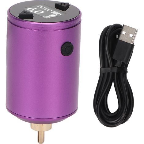 Alimentation tatouage 1500mAh sans fil, interface RCA rechargeable, écran LCD, batterie ajustable 4-12V pour stylo de tatouage. (1/5)