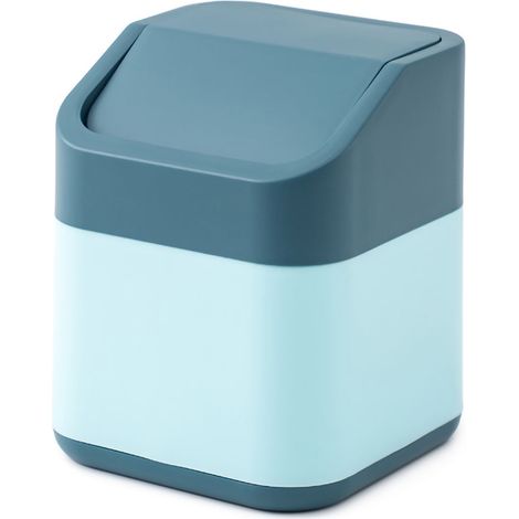 Poubelle de Bureau Mini Couvercle Amovible Résistante Chute PP Compacte pour Voiture et Maison Bleu Foncé et Bleu Clair (1/5)