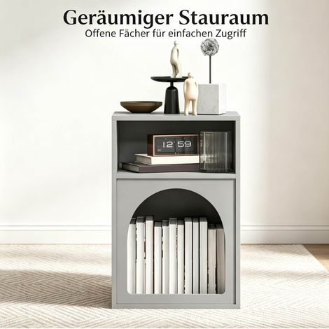 Set di 2 comodini 40x30x60 cm in MDF grigio, vani aperti, per piccoli spazi – MEUBLIV (1/5)
