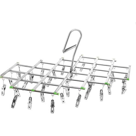 Mini séchoir à linge pliable avec 35 pinces, étendoir de camping portable pour chaussettes et sous-vêtements – Gain de place–DELKEVIC
