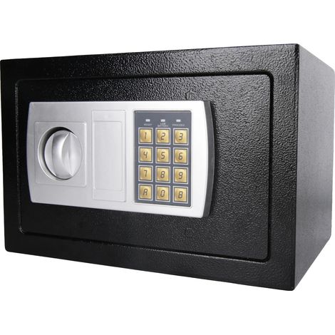 Caja fuerte de seguridad, construcción robusta de acero, dimensiones 30 x 25 x 20 cm, compatible con montaje en pared o suelo, doble acceso, puerta y bisagras a prueba de manipulaciones. (1/5)