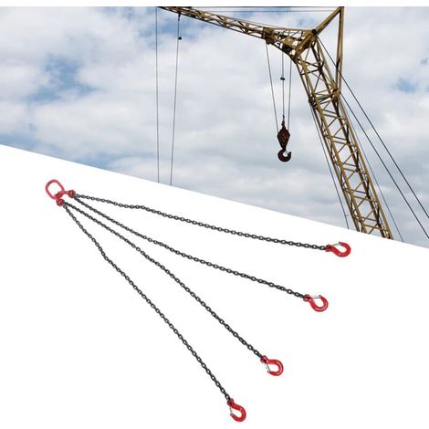 Chaîne D'élingue à 4 Brins 1,5 M, élingue de Levage à Chaîne en Acier pour Chariot élévateur, Grue, Chaîne avec Crochet (3T) (1/5)