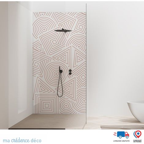 Panneau de douche : Motifs géométriques abstraits - Couleur Rouge beige - Alu composite - 90 - 245 (1/2)