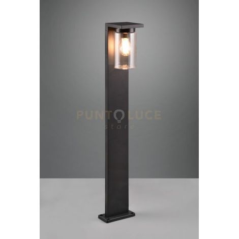 ARDILA PALO ALTO DA ESTERNO FUSIONE ALLUMINIO NERA CON VETRO CILINDRO SENSORE CREPUSCOLARE H. 100CM IP44 1 LUCE ATTACCO E27
