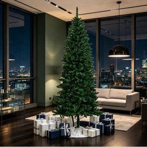 Albero di Natale artificiale 210 cm verde con 865 rami, struttura in metallo e PVC (1/5)