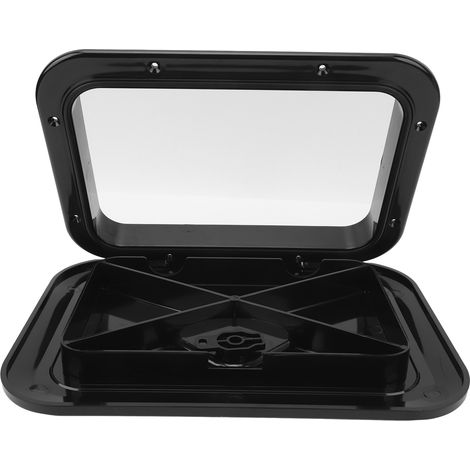 Trappe de pont rectangulaire noire en ABS 10‑5/8 x 14‑3/4 pouces pour bateau, yacht et camping-car, noire (1/5)