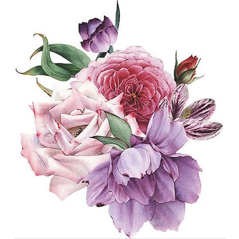 Sticker mural fleurs 50 x 43 cm, motif pivoine coloré, décoration murale pour salon, chambre, chambre d'enfant et toilettes (1/5)