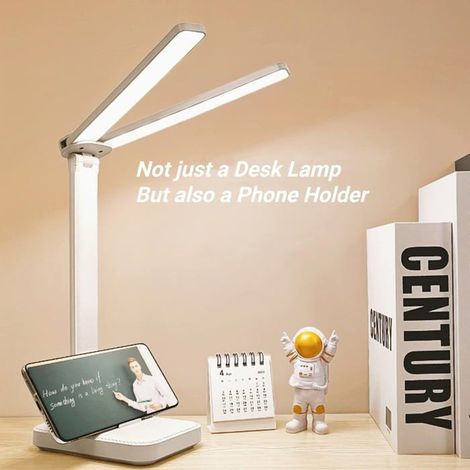 Lampe de bureau blanche, petite lampe de bureau portable avec 3 modes d'éclairage, lampe de bureau rechargeable sur batterie (1/5)