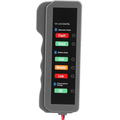 Testeur de batterie automobile 12V avec 6 voyants LED permet de détecter l'état de l'alternateur outil de diagnostic automobile. (1/5)