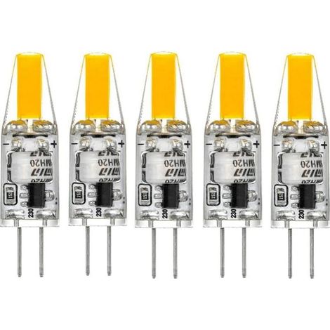 G4 LED 220V 3W 2700K blanc chaud 160LM, ampoules en silicone remplacent les ampoules halogènes traditionnelles 30W, paquet de 5 unites (1/5)