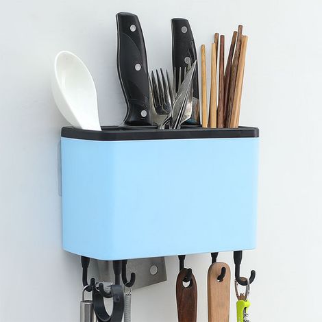 Étagère murale de cuisine, rangement pratique et multifonctionnel, égouttoir suspendu pour la maison, bleu (1/5)