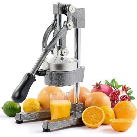 Presse Agrumes Manuel Silencieux en Acier Inoxydable de Qualité Alimentaire Broyeur Jus Presse Orange Lime Citron Pommes Fruit, Gris (1/5)