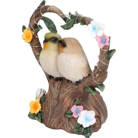 Veilleuse solaire de jardin en forme de cœur, figurine d'animaux simulant un couple, décoration extérieure pour balcon, cour ou jardin JX1007 (1/5)