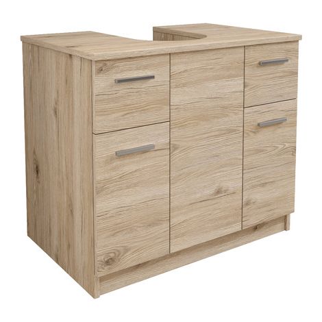 MaMa Store Base Copricolonna Sottolavabo con 2 Ante e 2 Cassetti, Quercia Naturale, L. 70cm x P. 46cm x H.62cm (1/4)
