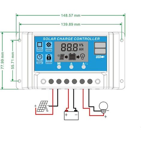 Régulateur Solaire Intelligent 80A avec Port USB et Affichage LCD, Contrôleur de Batterie pour Panneaux Photovoltaïques 12V/24V Auto, Multi-Fonctions avec Régulation de Lampadaire (1/4)