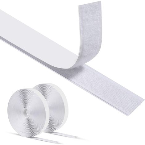 Scratch Autocollant Double Face 25M x 20mm, Bande Scratch Adhésif, Bande Agrippantes Adhésives Hook & Loop,Scratch Autocollant Rubans (1/5)
