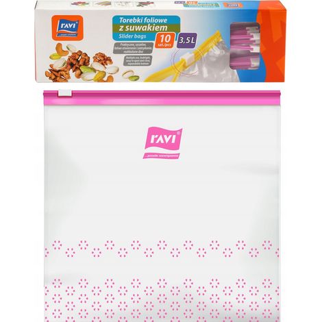Sacs en plastique réutilisables avec fermeture éclair 3,5 l, lot de 10