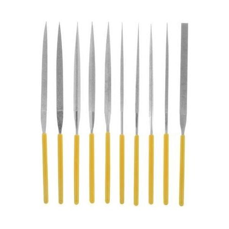 Limes à aiguille diamant 10 pièces M53 – Revêtement en diamant pour acier et céramique – Sacoche de rangement incluse – Longueur 140 mm – Donau Elektronik