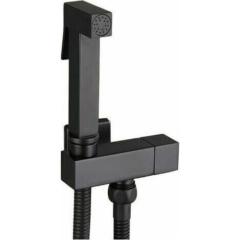 Kit completo per doccetta WC in ottone, colore nero, per una maggiore igiene personale e comfort. (1/4)