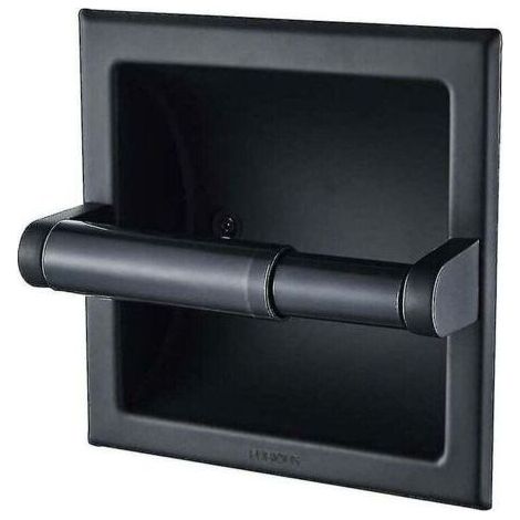 Porte-papier toilette noir mat Support mural pour papier toilette encastrable noir en métal Porte-papier toilette mural noir avec support de montage (1/5)