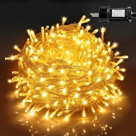 Guirlande Lumineuse Extérieure Électrique 60m Lumières de Noël avec Prise et Minuterie, 8 Modes IP44 Étanche - Blanc Chaud (1/5)