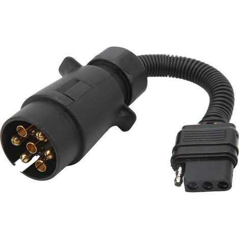 Adaptateur de fil de remorque, prise 7 broches ronde ue à 4 broches US plate, connecteur de cblage de remorque en laiton ABS pour lumières de camping-car (1/5)